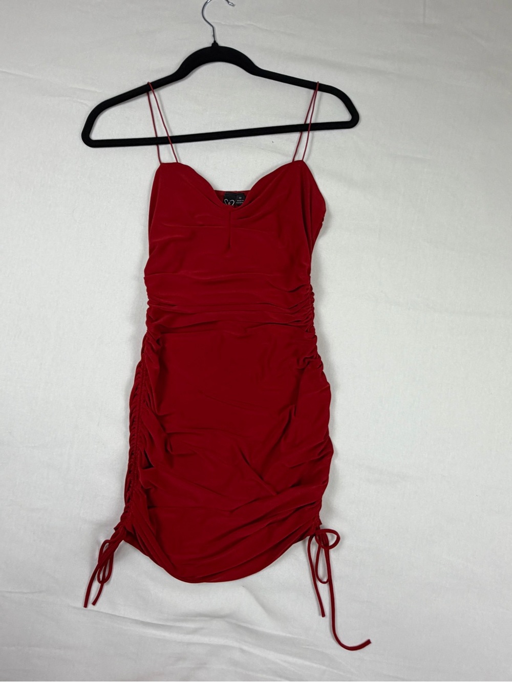 Windsor Red Ruched Mini Dress Medium Bodycon Spaghetti Strap